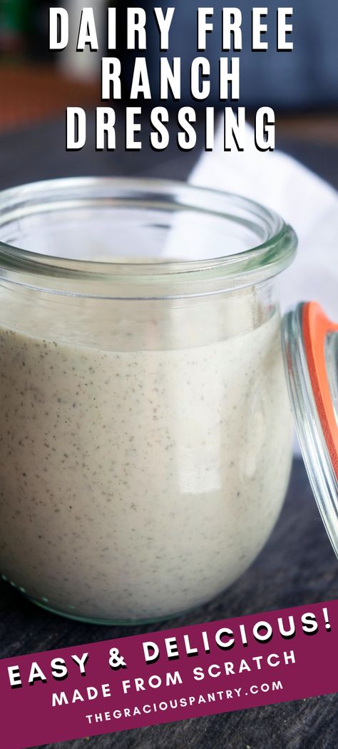 Non Dairy Ranch Dressing, Lactose Free Ranch Dressing, Dairy Free Ranch Dressing Recipe, Keto Dressing, Types Of Salads, Dairy Free Ranch, Dairy Free Salad Dressing, Homemade Ranch Dressing Mix, Dairy Free Ranch Dressing