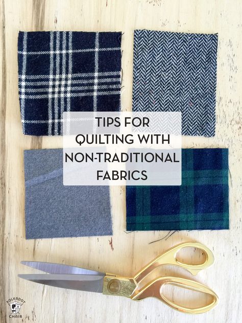 Have you ever wanted to create a quilt with something other than quilting cotton? Quilting with non-traditional fabrics like corduroy, flannel, minky, and velvet can give your finished projects a lot of extra texture. There are just a few things to keep in mind before you begin. Ideas For Flannel Fabric, Binding A Flannel Quilt, Quilting With Plaid Fabric, Quilt With Plaid Fabric, Quilting With Flannel Fabrics, How Much Fabric For Binding A Quilt, Fabric Stash Organization, Flannel Quilt Patterns, Machine Binding A Quilt