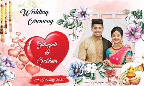 Elegant wedding flex banner design with customizable details for a special and memorable day. Flex Banner Design, Flex Banner, Indoor Event, Wedding Banner, Digital Weddings, Graphic Design Studios, Graphic Design Services, Wedding Date, Digital Graphics