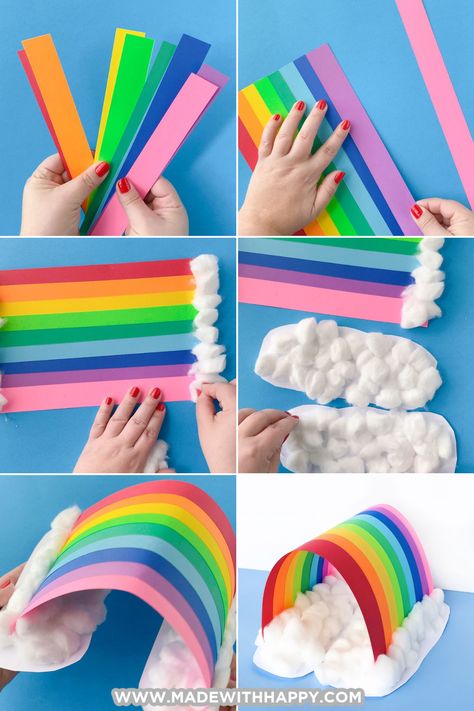 How to Make a 3D Paper Rainbow Craft How To Make Rainbow, 3d Rainbow Craft, Paper Rainbow Craft, 3d Rainbow, Rainbow Craft, Paper Rainbow, Cardstock Crafts, March Crafts, Cloud Craft