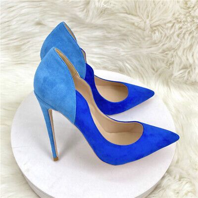 Premium Quality Women High Slim Heels Pump Slip On Sexy Pointed Toe Stiletto Shoes Blue Clubwear, Womens Shoes Blue Pumps Heels, Trendy High Heels, Fancy Heels, Cute Shoes Heels, Elegant High Heels, Heart Shoes, Shoes Too Big, Blue Pumps, Stiletto Shoes