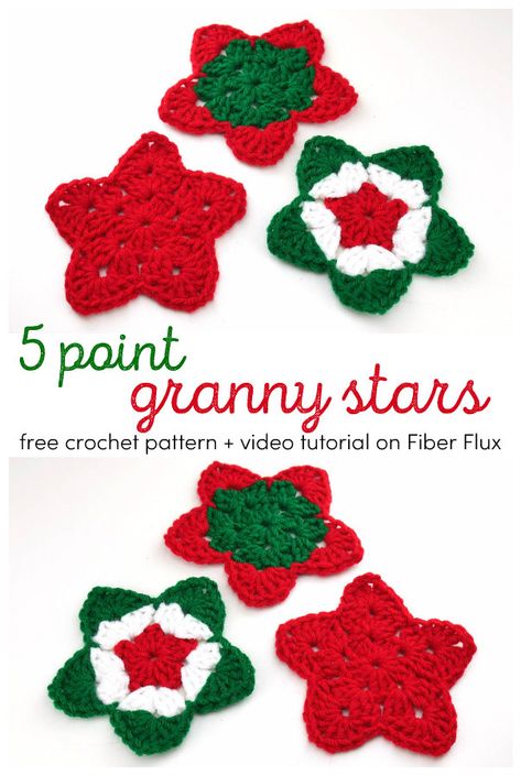 Granny Star Crochet Pattern, Crochet Star Coaster, Granny Star, Xmas Stars, Xmas Crochet, Crochet Star Patterns, Crochet Angel Pattern, Crochet Christmas Ornaments Free, Crochet Applique Patterns Free