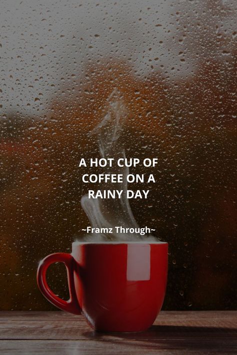 Coffee Rainy Day Quotes, Tea And Rain Quotes, Rain And Coffee Captions, English Tea Time Aesthetic, Rain Quotes Rainy Days Beautiful, Rain And Coffee Rainy Days, Rainy Morning Coffee, Rainy Quotes, Coffee And Rain