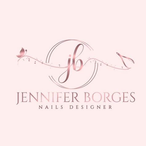 Nail Logos Ideas, Jennifer Nails, Logo Gt, Jb Logo, Planner Logo Design, Salon Logo Design, Beauty Business Cards, Nail Salon Decor, Nail Salon Design