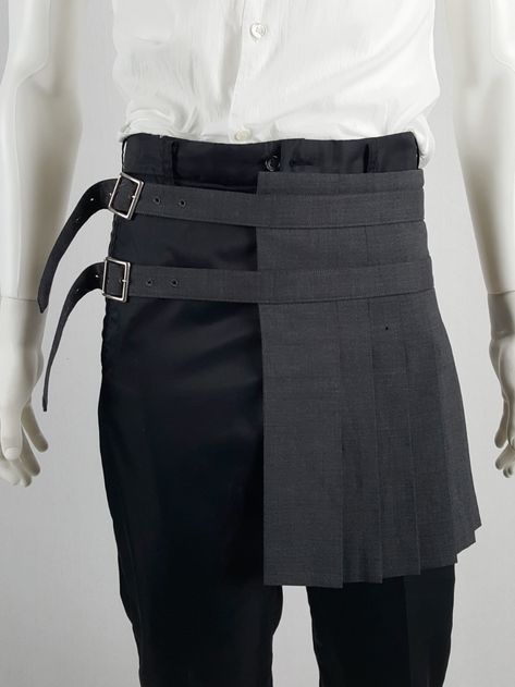 Comme des Garçons Homme Plus grey belted half-skirt — spring 2009 | V A N II T A S Half Skirt Half Pants, Men’s Skirt, Men Skirt Outfits, Urban Skirt, Mens Skirt, Men's Skirts, Men Skirt, Belt Skirt, Burning Man Fashion