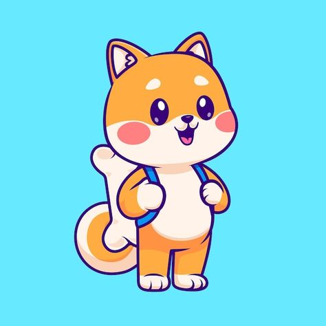 Dog Mascot Illustration, Cartoon Dogs Cute, Dog Character Illustration, Shiba Inu Cartoon, Vet Study, Cat Mascot, Dog Mascot, Dog Character, Cute Shiba