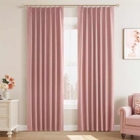 PRICES MAY VARY. Packages & Pinch Pleats Curtains:2 Panels Set With 20 Hooks (Without Rings) In Per Package.Each panel measures 40 inches wide by 120 inches long,total 80 inches wide.Pinch Pleats design linen 100% black out curtains can make a luxury and aesthetic feeling for your bedroom,living room,nursery,dinning room,kids boys girls room,offices,etc. 100% Blackout Curtains & Multiple Functions: Innovative full blackout layers on the back can block out all the sunlight,protecting your furnitu Pinch Pleated Curtains, Office Room Dividers, Fabric Aesthetic, Curtains Design, Insulated Drapes, Aesthetic Decoration, Thick Curtains, Cottage Lighting, Boy Girl Room