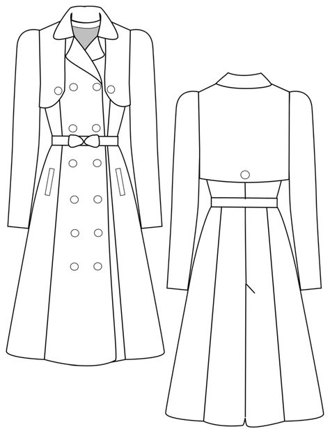 Vintage Coat Patterns For Women, Coat Patterns Sewing Women Free, Trench Coat Pattern, Mood Patterns, Magic Skirt, Mood Sewciety, Cloth Ideas, Sewing Patterns Free Women, Coat Pattern Sewing