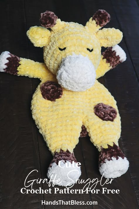 Cute Giraffe Snuggler Crochet Pattern For Free - Hands That Bless Crochet Snuggie Pattern Free, Snuggler Crochet Pattern Free, Giraffe Crochet Pattern Free, Crochet Snuggler Pattern, Snuggler Crochet Pattern, Snuggler Pattern, Lovey Free Pattern, Crochet Snuggler, Crochet Lovey Free Pattern