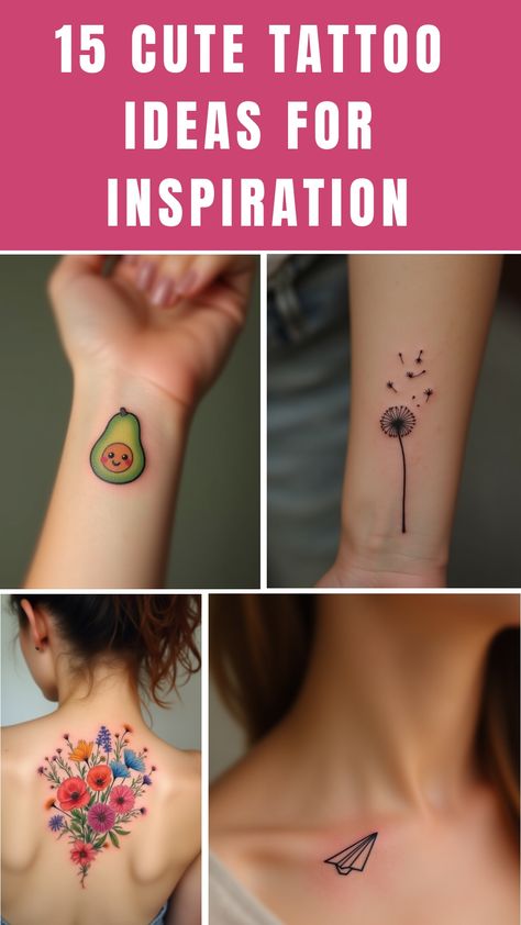 15 Cute Tattoo Ideas for Inspiration Avocado Tattoo, Love In Cursive, Cute Tattoo Ideas, Airplane Tattoos, Elements Tattoo, Windmill Design, Whimsical Animals, Cute Tattoo, Wrist Tattoos For Women