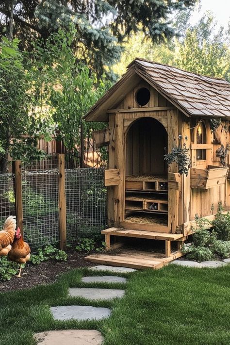 Build a DIY chicken coop for a sustainable backyard and fresh eggs! Easy and functional. #DIYChickenCoop #BackyardProjects #SustainableLiving Play Set Chicken Coop, Diy Coop Plans, Chicken House Ideas Buildings Simple, Chicken Coupe Diy Plans, Chicken House Ideas Buildings, Chicken Breeding Pens, Chicken Coops Diy, Cute Chicken Coop Ideas, Chicken Coop Interior Ideas