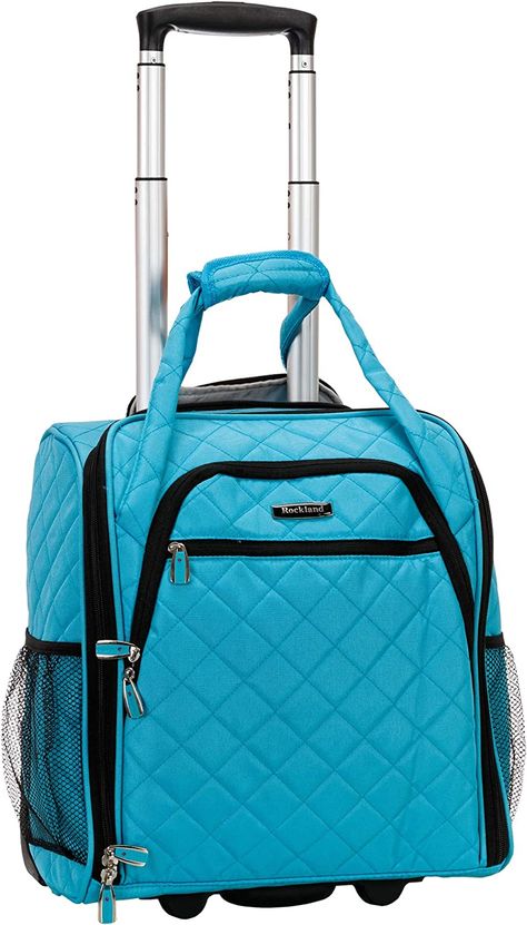 Amazon.com | Rockland Melrose Upright Wheeled Underseater Carry-On Luggage, Turquoise, 16-Inch | Carry-Ons Luggage Red, Rockland Luggage, Underseat Carry On, Carryon Luggage, Rolling Bag, Rolling Backpack, Amazon Travel, Luggage Covers, Vintage Luggage