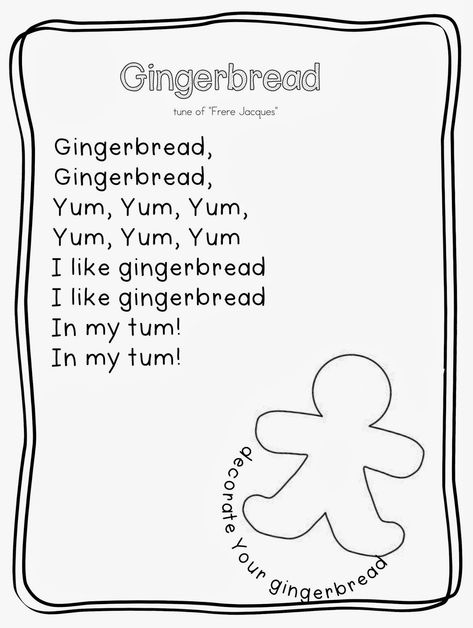 This post will share with you some of the gingerbread things   I plan to do this week with my students this week.       Gingerbread poems ... Gingerbread Songs For Toddlers, Gingerbread Poem, Gingerbread Activities Preschool, Prek Gingerbread, Gingerbread Kindergarten, Poetry Middle School, Preschool Poems, Poetry Worksheets, Gingerbread Man Activities