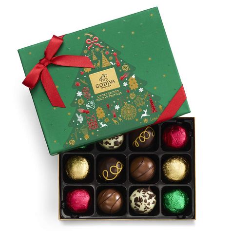 Godiva Truffles, Chocolate Truffle Cookies, Holiday Truffles, Chocolate Christmas Gifts, Godiva Chocolatier, Christmas Truffles, Chocolate Delivery, Peppermint Hot Cocoa, Truffle Gift