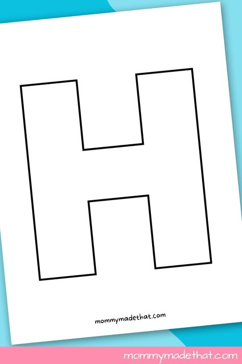 Printable Letter H (Grab the Free Template!) Letter H House Craft, H Printable Letter, Letter H Toddler Crafts, Letter H Preschool Crafts, Letter H Printables Free, Letter H Crafts For Preschoolers Free Printable, Letter H Free Printable, H Is For Craft, H Preschool Crafts