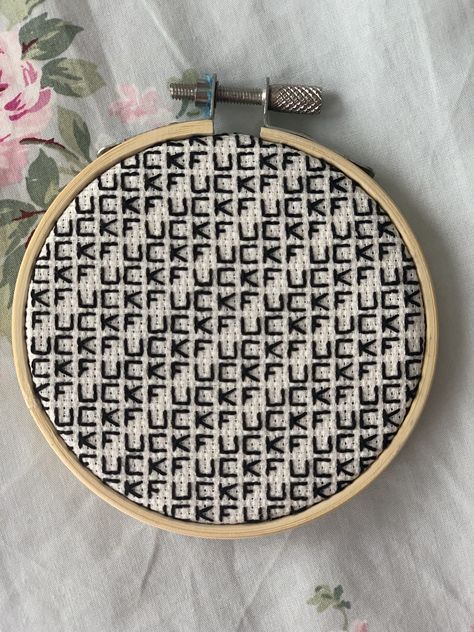 Finish Cross Stitch, Finished Cross Stitch, Cross Stitch Quotes, Blackwork Patterns, Funny Cross Stitch Patterns, Subversive Cross Stitch, Wooden Embroidery Hoops, Cross Stitch Letters, Thousand Oaks