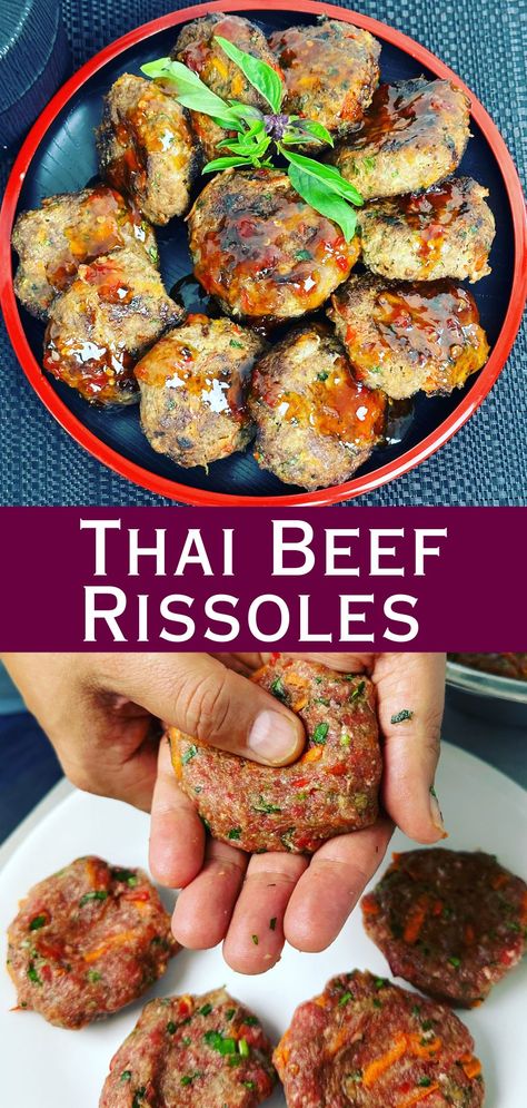 Ground Beef Recipes International, Simple Thai Recipes, Rissoles Recipe Beef, Thai Entree, Thai Food Recipes Authentic, Asian Beef Recipes, Beef Rissoles, Taiwan Recipes, Thailand Recipes