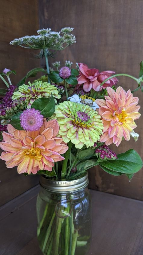 Zinnia Flower Arrangements, Market Bouquets, Zinnia Bouquet, Sending Sunshine, Farmers Market Flowers, Flower Bouquet Vase, Flower Farming, Cut Flower Farm, Sunflower Bouquet