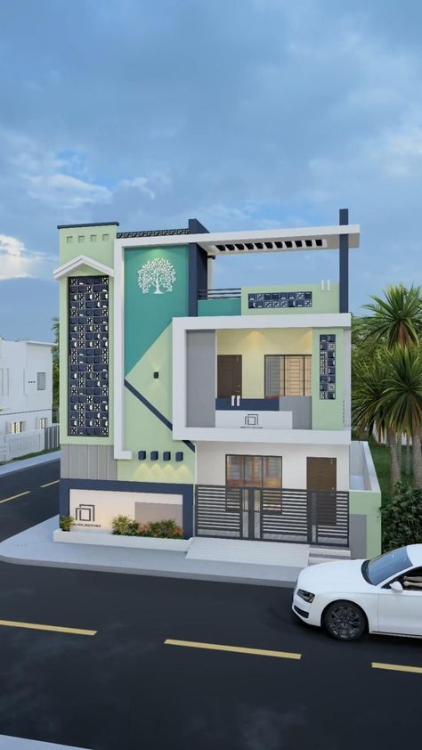 House Colour Ideas, Double Floor House Elevation, Procreate Building, House Front Wall Design, House Structure Design, House Colour, Architectural Scale, House Outer Design, Small House Elevation