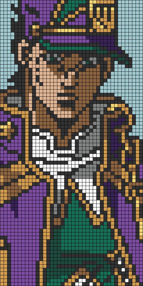 Jojo's Bizarre Adventure Cross Stitch, Jojos Bizzare Adventure Pixel Art Grid, Jjba Alpha Pattern, Jojo Alpha Pattern, Jjba Pixel Art, Stone Ocean Jotaro, Lego Mosaic, Easy Pixel Art, Indie Drawings