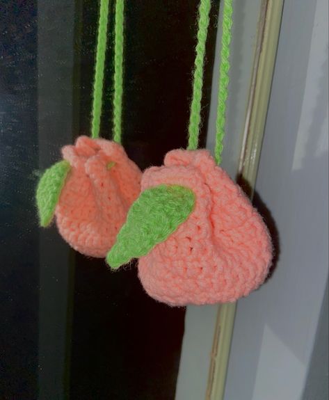 Crocheted peach pouch ✧･ﾟ: * Crochet Wallet, Crochet Necklace, Baby Mobile, Pouch, Wallet, Crochet, Quick Saves