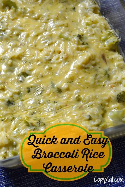 Make some quick and easy broccoli rice casserole, one person said they had to make this one again and again for their family. #casserole recipe from CopyKat.com Green Rice Recipe With Broccoli, Broccoli Rice Casserole With Velveeta Cheese, Cotton Patch Broccoli Rice Casserole, Campbells Broccoli Rice Casserole, Easy Broccoli Rice Casserole Simple, Cheesy Broccoli Rice Casserole Velveeta, Easy Broccoli Rice And Cheese Casserole, Easy Broccoli And Rice Casserole, Small Batch Broccoli Rice Casserole