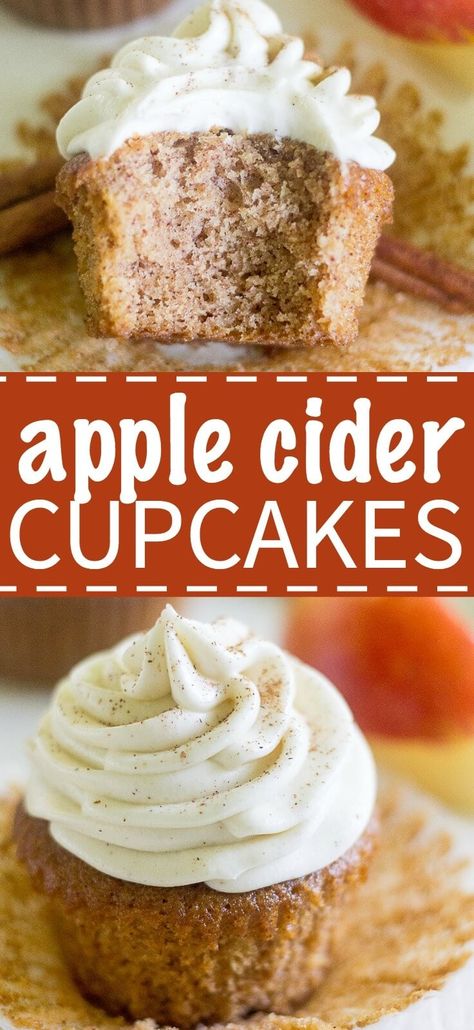 Apple Cider Cupcakes, Cupcakes Fall, Simple Cupcakes, Desserts Cupcakes, Bake Cupcakes, Cupcake Cream, Coconut Dessert, Diy Easy Recipes, Cupcakes Recipes