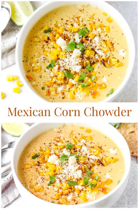 Instapot Corn Chowder Recipe, Corn Chowder Crockpot Vegetarian, Corn Chowder Panera Recipe, White Bean Corn Chowder, Creamy Mexican Corn Chowder, Vegetarian Recipes With Corn, Potato Corn Jalapeno Chowder, Gf Corn Chowder, Butternut Squash Corn Chowder