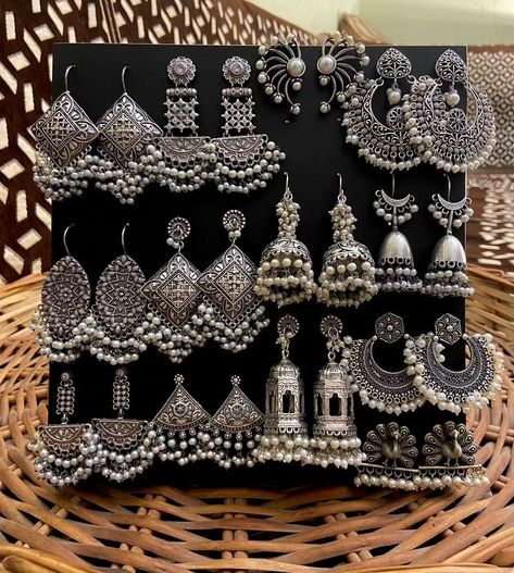 #earrings #jewellery #jhumkas #jhumkalove #accessories #templejewellery #necklace #jhumkaswag #silverlookalike #chandbali Traditional Accessories, Aesthetic Jewellery, Bridal Fashion Jewelry, Classy Jewelry, Temple Jewellery, Girly Jewelry, Bridal Fashion, Girls Jewelry, Look Alike