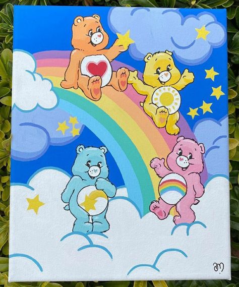 Care Bears Painting Canvas, Carebears Painting Ideas, Carebear Paintings, Care Bare Painting, Care Bear Painting Canvas, Care Bear Canvas Painting, Carebear Painting Canvas, Care Bears Room, Care Bear Drawings