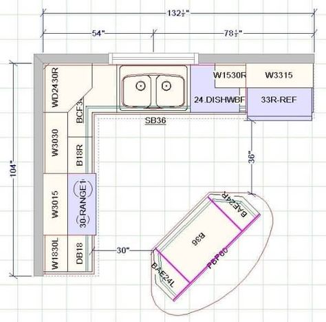 Standard Kitchen Dimensions And Layout - Engineering Discoveries Island Measurements, Angled Island, Rental Remodel, Corner Stove, Baking Center, Kitchen Floor Plan, Kitchen Measurements, Kitchen Layout Plans, Addition Ideas