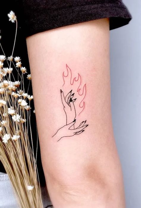 Hands Holding Flame Tattoo, Fire In Hand Tattoo, Forearm Tattoo Women Design, Female Hands Tattoo, Feminist Minimalist Art, Person On Fire Tattoo, Playing With Fire Tattoo, Hand With Fire Tattoo, Hand Holding Fire Tattoo