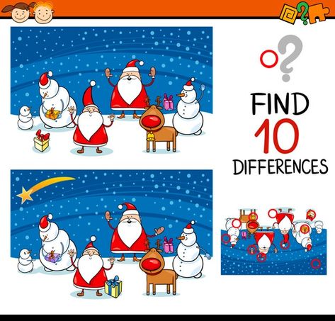 Premium Vector | Xmas differences task for kids English Games For Kids, Educational Games For Preschoolers, Preschool Patterns, Cow Vector, Penguin Coloring Pages, Pattern Game, English Teaching Materials, Kindergarten Games, Fish Vector