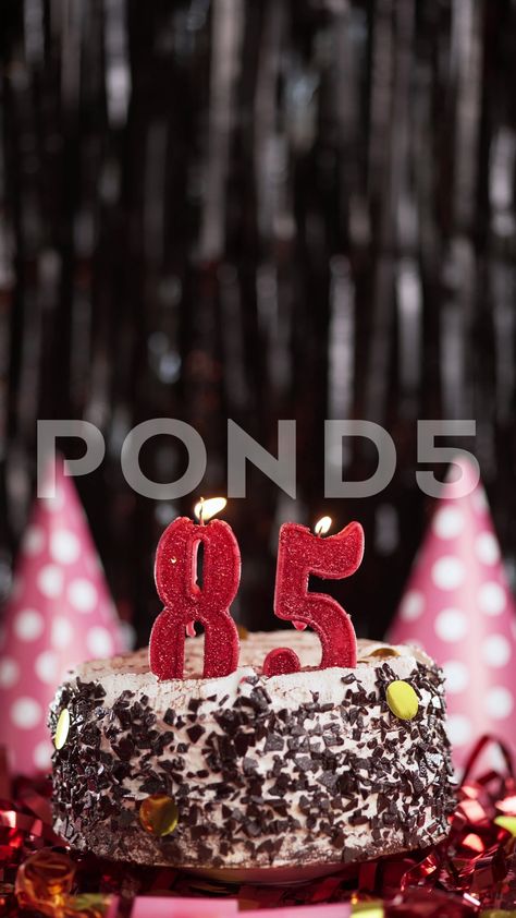 Number Eighty-Five Birthday Candle On Sweet Cake On Dark Background, 85Th 44 Cake Birthday, Dark Cake, First Birthday Candle, 52 Birthday, Background Dark, Cake Birthday Cake, Burning Candles, Fourth Birthday, Sweet Cake