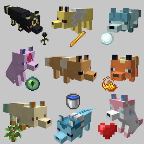 Minecraft Animal Pixel Art, Minecraft Fox Statue, Minecraft Fox Enclosure, Minecraft Animal Statues, Minecraft Horse Stables, Minecraft Animals, Minecraft Wolf, Minecraft Horse, Minecraft C