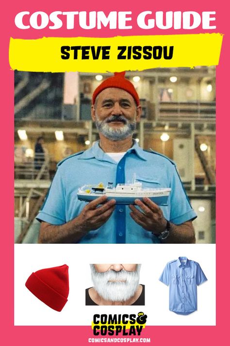 Steve Zissou Costume Guide: DIY Cosplay for Life Aquatic Uniform Life Aquatic With Steve Zissou Costume, Steve Zissou Costume, Costume Ideas Diy, Life Aquatic With Steve Zissou, The Life Aquatic, Security Shirt, Adidas White Shoes, Fake Mustaches, Diy Cosplay