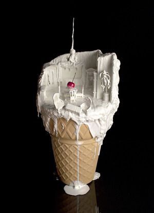 3d Art Portfolio, Ice Cream Sculpture, Art Portfolio Ideas, Form Sculpture, Nik Naks, Waste Art, Melting Ice Cream, Speculative Design, Paper Food