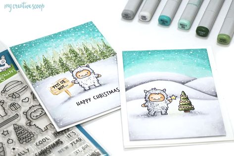 Yeti Christmas Card, Copic Marker Christmas Cards, Copic Markers Set, Copic Marker Color Chart, Copic Markers Full Set, Copic Ciao, Frank Garcia, White Gel Pen, Alcohol Markers