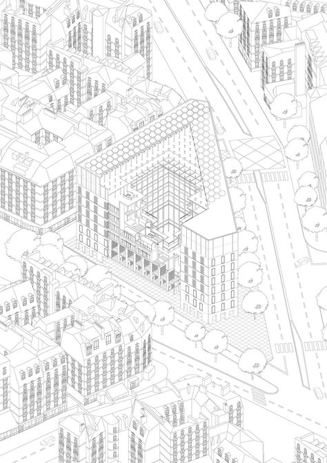 AA School of Architecture 2013 - Diploma 14 - Hessa AlBader Isometric Background, Structural Axonometric Architecture, Aa School Of Architecture, Axonometric Exploded Architecture, Exploded Axonometric, Black And White Axonometric Architecture, Drafting Drawing, Aa School, Isometric Map