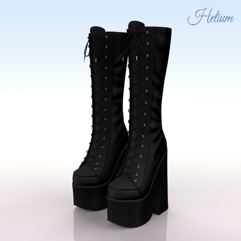 Second Life Marketplace - Black Platform Boots Maitreya Legacy Reborn Kupra Erika Sims4 Cc Boots, Sims 4 Cc Platform Shoes, Sims 4 Platform Shoes, Sims 4 Goth Boots, Sims 4 Cc Boots, Ts4 Platform Shoes, The Sims 4 Platform Boots, Thigh High Boots Sims 4 Cc, Black High-top Platform Boots With Reinforced Heel