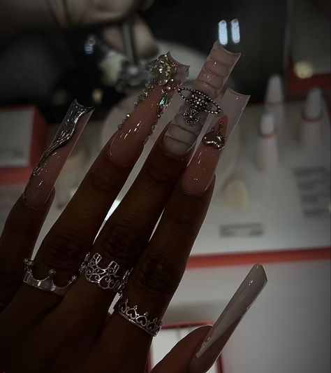 Hard Nails, Punk Nails, Colored Acrylic Nails, Exotic Nails, Short Square Acrylic Nails, Acrylic Nails Coffin Pink, Unique Acrylic Nails, Long Square Acrylic Nails, Bling Acrylic Nails