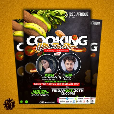 Cooking Competition Flyer, Cooking Competition, Food Contest, Food Court, Flyer Design, Book Cover, Stars, Design