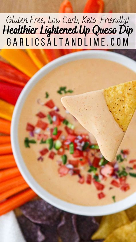 Healthy Queso Dip, Healthy Queso, Enchiladas Burritos, Low Calorie Low Carb, Keto Gluten Free, Vegetable Dips, Delicious Dips, Queso Recipe, Burrito Bowls