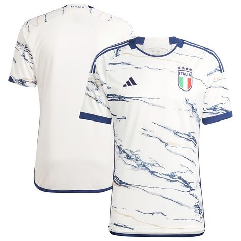 Look and feel like the real deal when you add this 2023 Away Replica Jersey to your Italy National Team collection. This adidas gear features AEROREADY technology as well as ventilated, mesh panels that work together to keep you dry and comfortable all game long. Its exciting Italy National Team graphics will get you pumped to cheer on your favorite team as they take the pitch. Liverpool Manchester United, Adidas Jersey, Football Icon, National Football Teams, Adidas Football, The Pitch, Team Jersey, Custom Jerseys, Football Kits