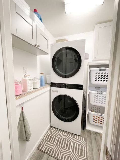 Small Laundry Room Ideas Lg Washtower, Washtower Laundry Room Ideas, Lg Washtower Laundry Room Ideas, Washtower Laundry Room, Narrow Laundry Room Ideas, Laundry In Kitchen, Laundry Room Storage Cabinet, Lg Washtower, Laundry Utility Room