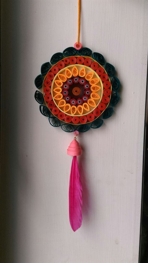 Quilling Mandala Wall Hangings, Paper Quilling Feather, Quilling Hanging Decor, Paper Quilling Wall Hanging, Quilled Paper Art Wall Decor, Quilling Paper Craft Wall Art, Quilling Wall Hangings, Quiling Paper Art, Quilling Mandala