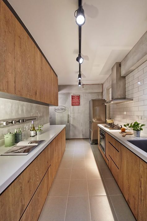 L Type Kitchen Design, Kitchen Track Lighting, Kitchen Design Layout Island, Track Lighting Kitchen, Galley Kitchen Design, Small House Interior Design, Modern Home Interior Design, Kitchen Interior Design Modern, Home Decor Crate