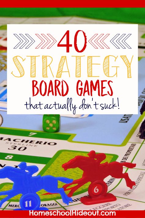 Strategy board games are all the rage. We've rounded up the top 40 that the whole family will fall in love with, no matter their age!  #boardgames #learninggames #homeschooling  #homeschoolfun Strategy Games For Kids, Activities Elementary, Homeschool Fun, Educational Board Games, Homeschool Social Studies, Homeschool Board, Altoids Tins, Strategy Board Games, Homeschool Tips