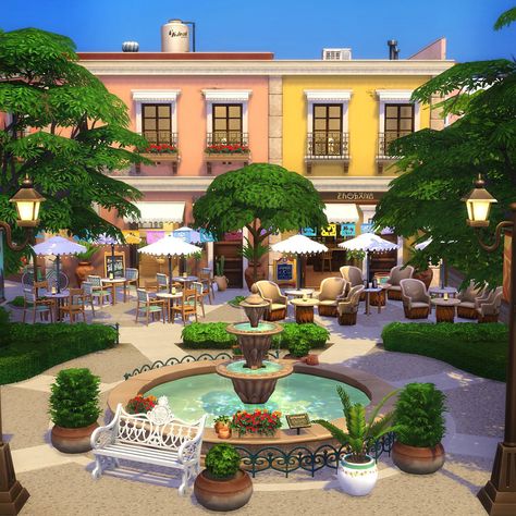 SimCubeez (@SimCubeez) on X Sims Architecture, Sims 4 Restaurant, Beautiful Restaurants, Sims Inspiration, Sims Houses, Sims Builds, Build Inspiration, Town Building, Sims 4 House Plans