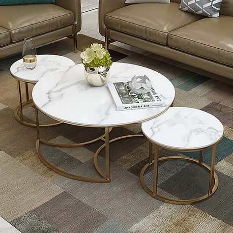 Nesting Coffee Tables Ideas – Space Saving Furniture Designs Nesting Tables Living Room, Marble Coffee Table Living Room, Round Nesting Tables, Centre Table Living Room, Centre Table Design, Meja Sofa, Living Room Coffee Tables, Round Nesting Coffee Tables, Center Table Living Room